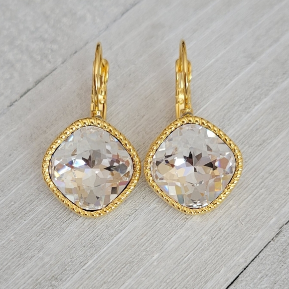 Crystal Earrings in Yellow Gold - Picture 8 of 8